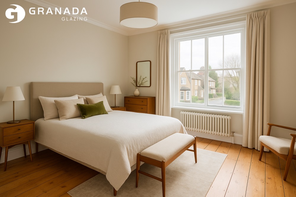 Bespoke secondary glazing installed on a traditional timber sash window in a Stirling conservation area property.